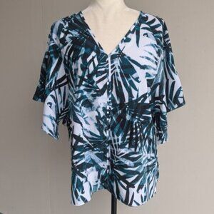 Banana Republic Tropical Leaf Print Women's Short Sleeve Blouse